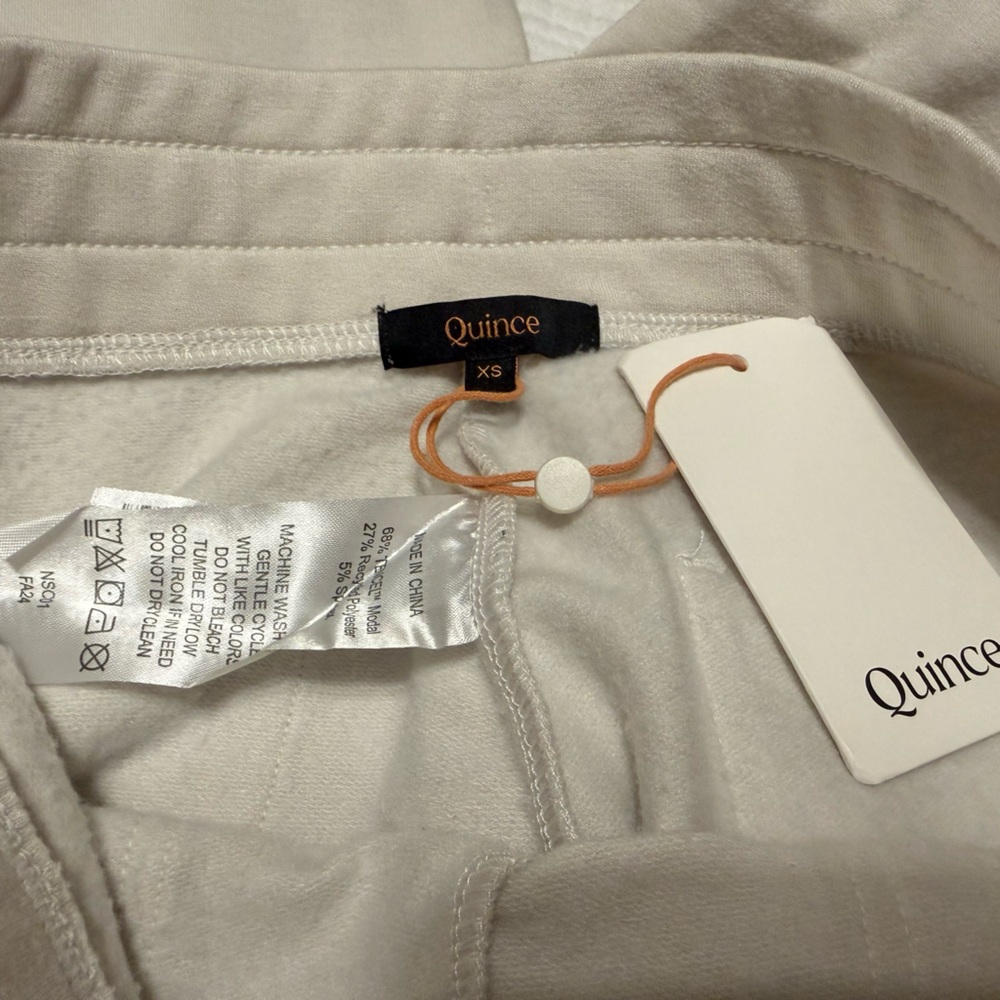 Quince SuperSoft Fleece Cropped Wide Leg Pants Cream XS - Picture 2 of 3